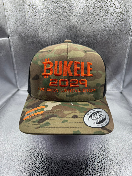 Bukele 2024 Cammo with Orange Letters