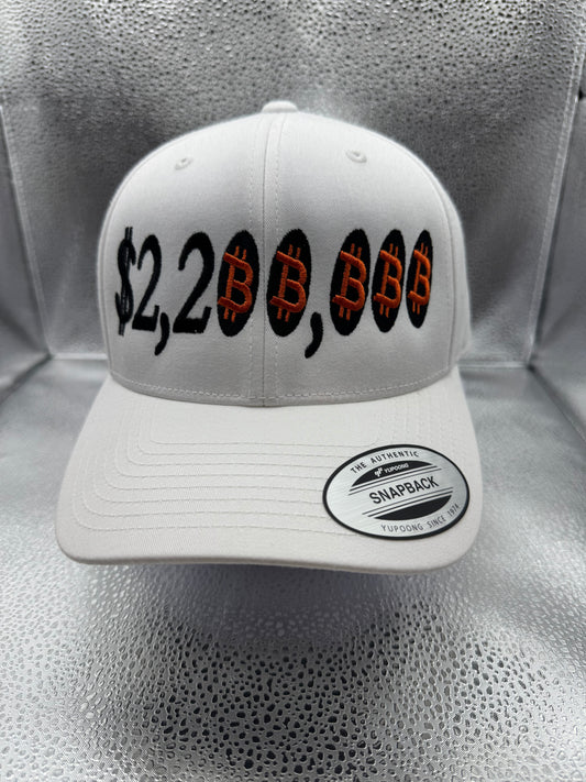 $2,200,00 White Bitcoin Cap